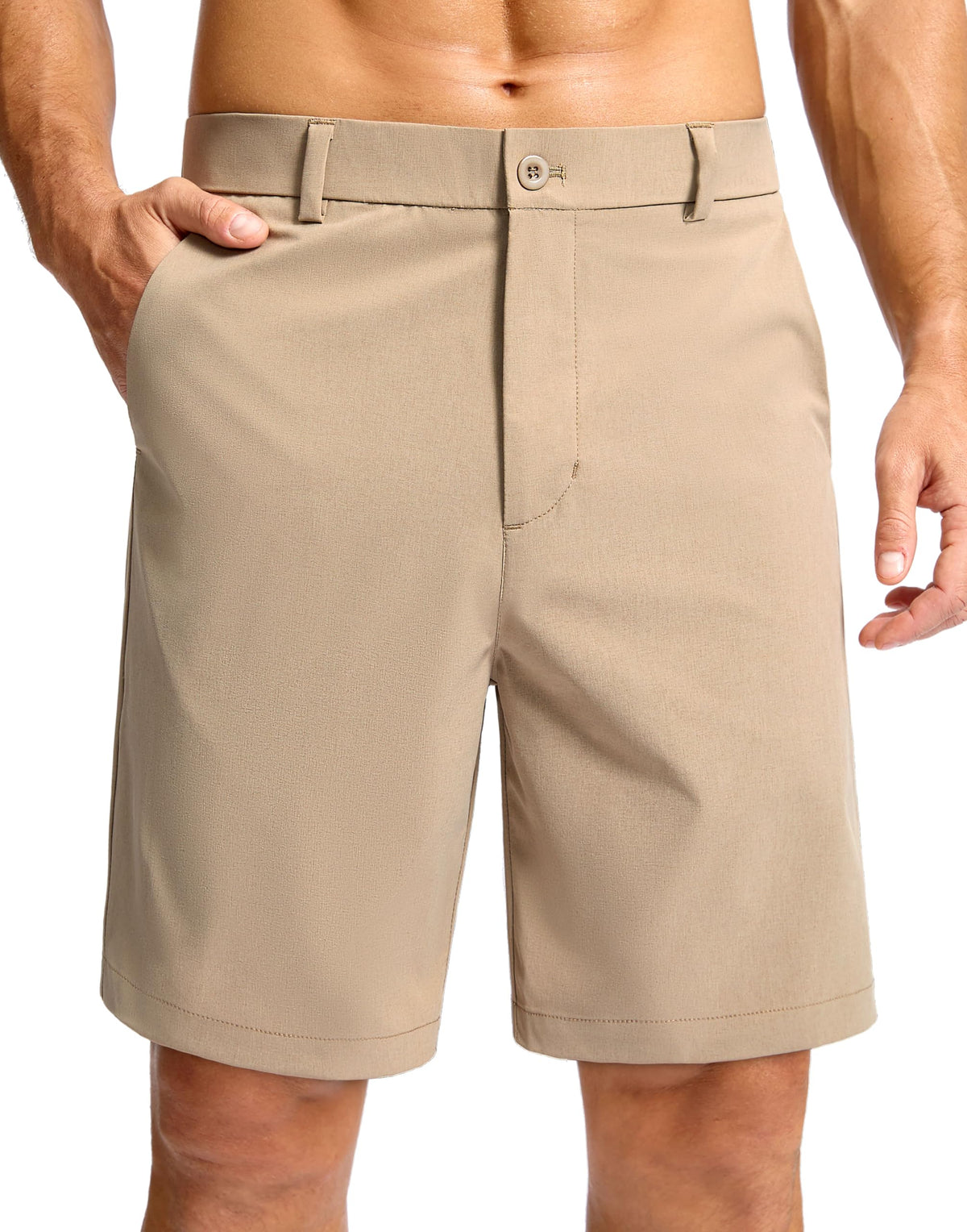 Soothfeel men's casual shorts front view highlighting lightweight fabric for all day comfort