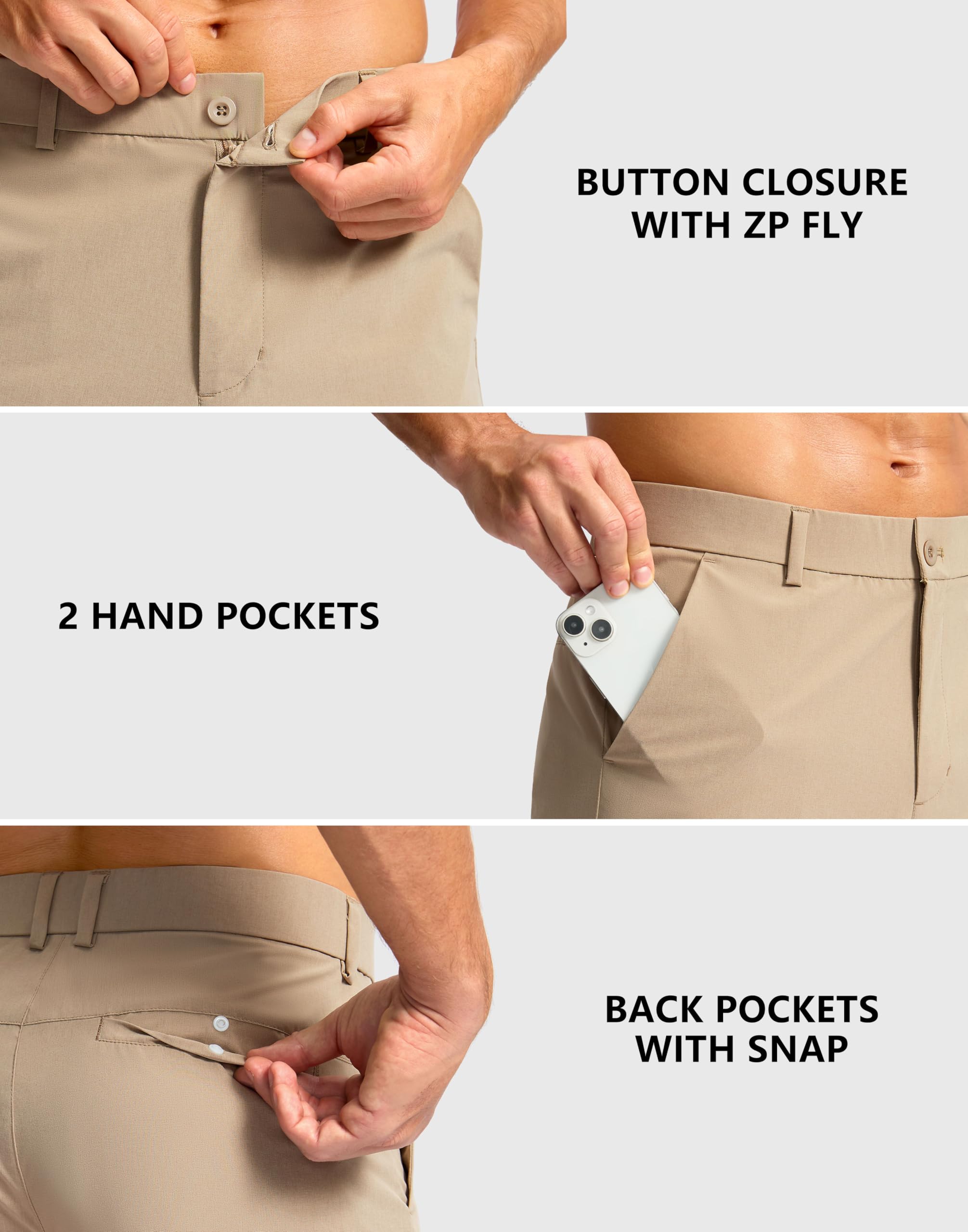 Soothfeel 7-inch inseam reflects classic length suitable for golf and travel