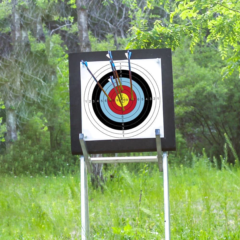SOPOGER archery target with target paper and pins for quick aiming setup.