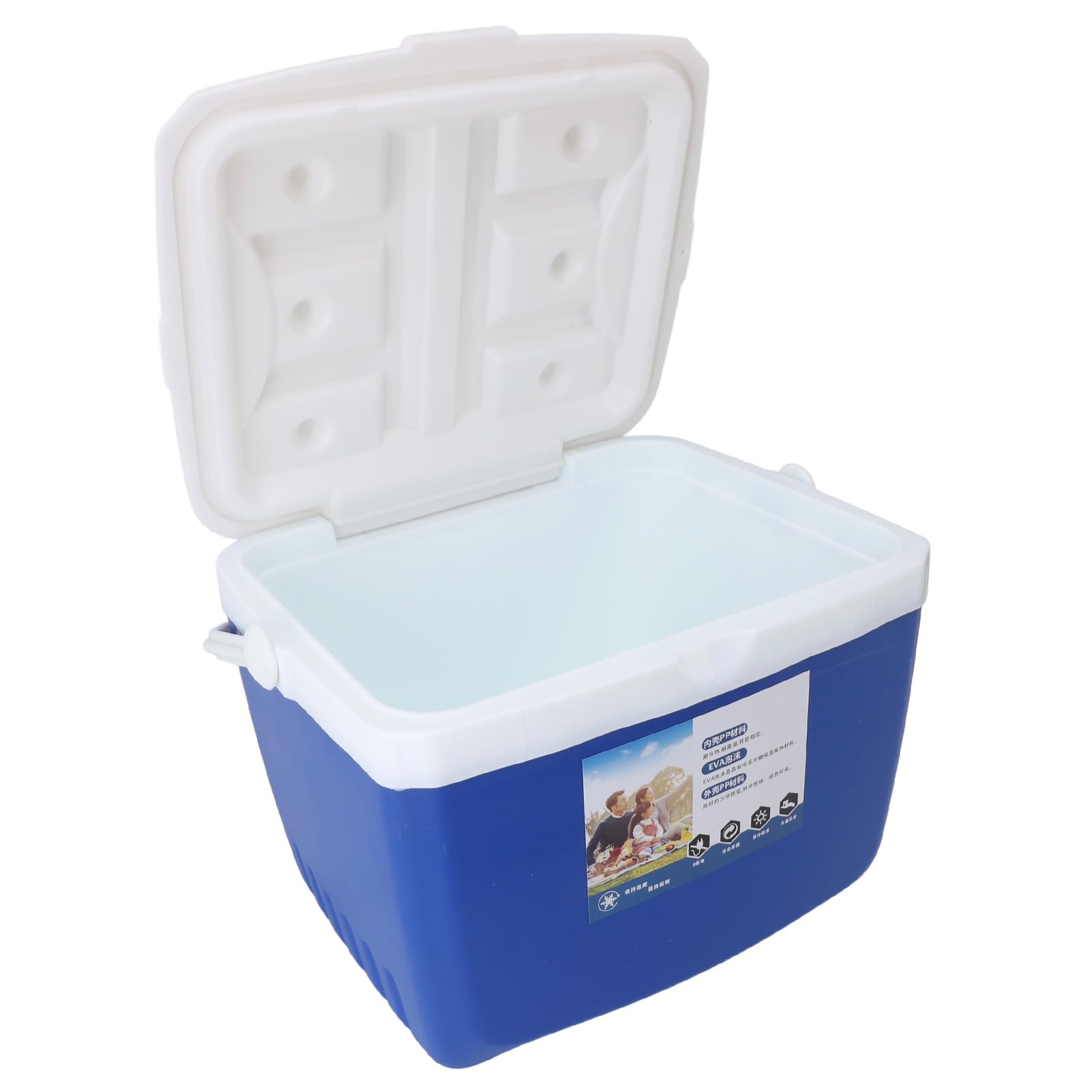 Sorandy blue cooler packed with ice packs to demonstrate cooling capacity