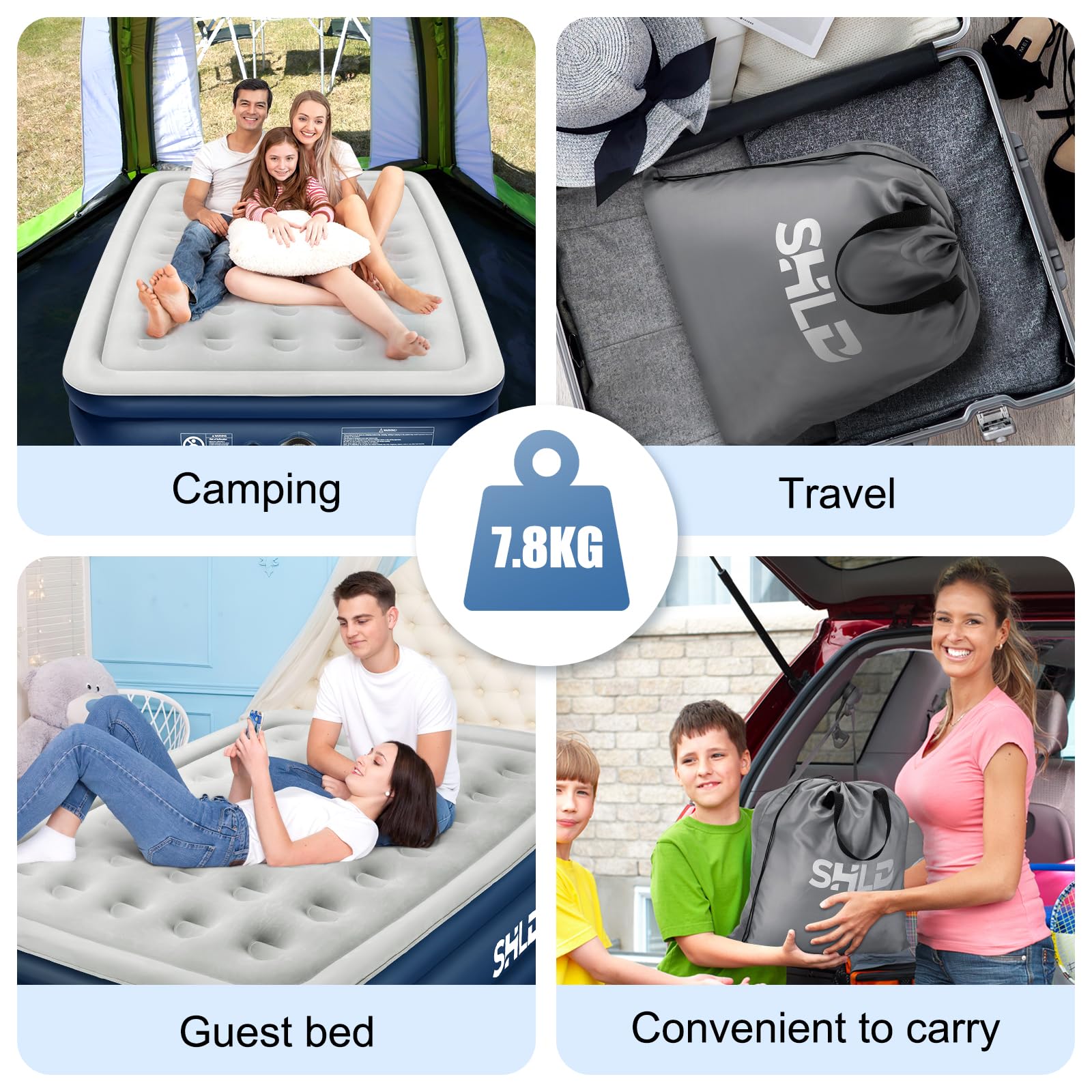 SORHE LIDKO queen air mattress storage bag included for easy packing.