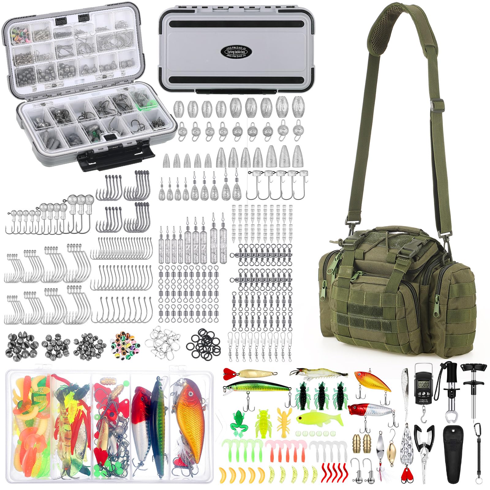 Sosation military green tackle bag keeps gear organized for quick on-the-water setups.