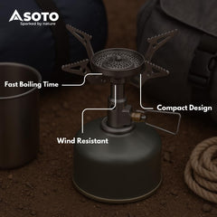 SOTO Amicus shock-resistant construction withstands rugged campsite use