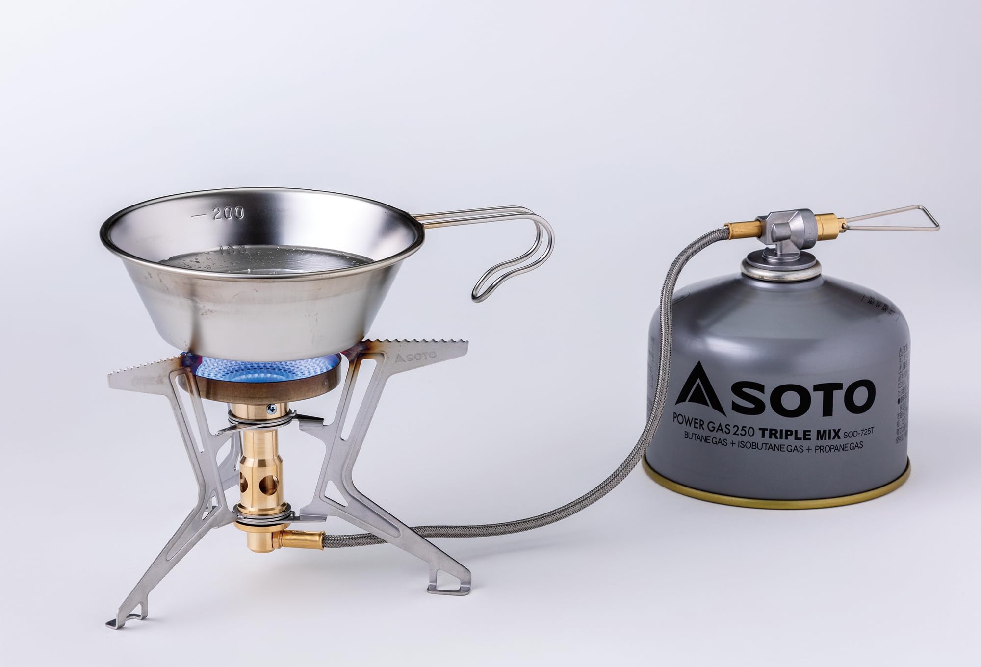 SOTO Fusion Trek shipped-empty label warns fuel must be purchased separately in packing.