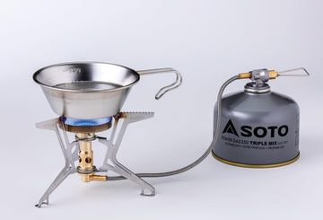 SOTO Fusion Trek shipped-empty label warns fuel must be purchased separately in packing.