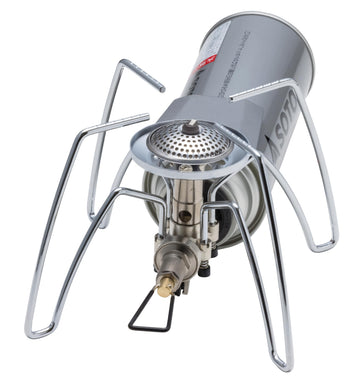SOTO regulator stove compact design ideal for backpacking and lightweight travel.