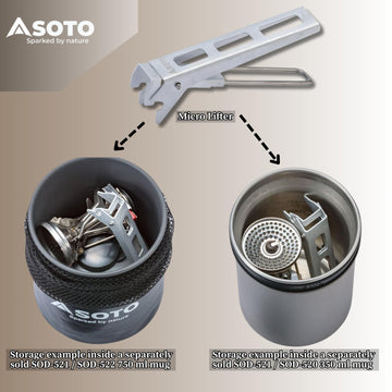 SOTO SOD-5202 backpacking essential lifter fits inside cook kit