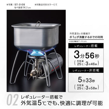 SOTO ST-310MT Piezo ignition enables reliable outdoor starts.