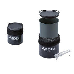 SOTO ThermoLite lid shown with secure fit for fast boiling and heat retention.