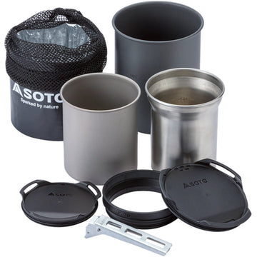 SOTO Thermostack 750ml mug ready for boiling water on camping trips.