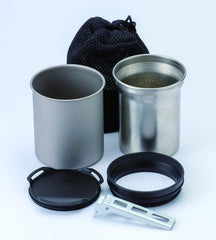 SOTO Thermostack Original Combo assembled shows a versatile camping cup system for hot drinks