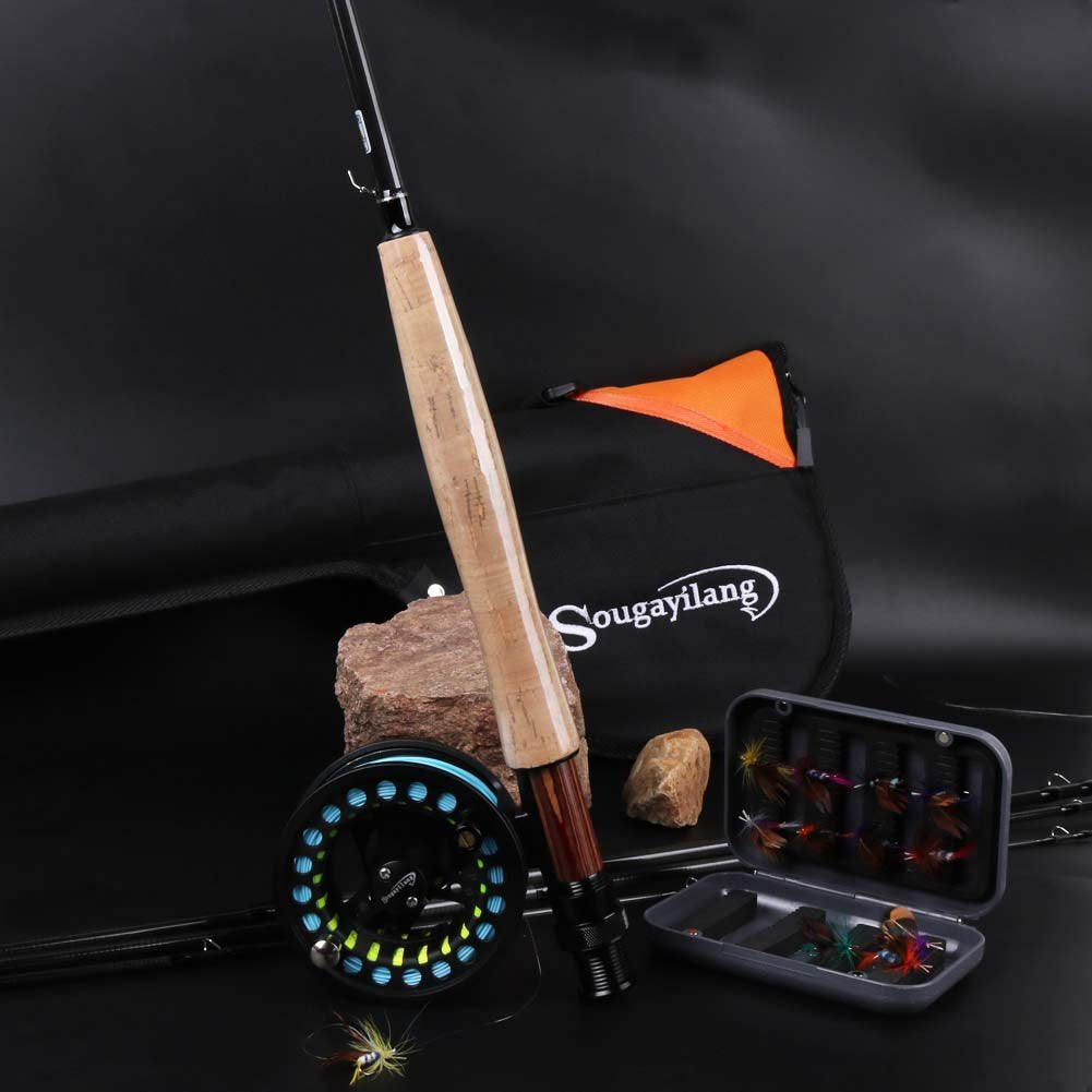 12 fly fishing flies and fly box in carrying case