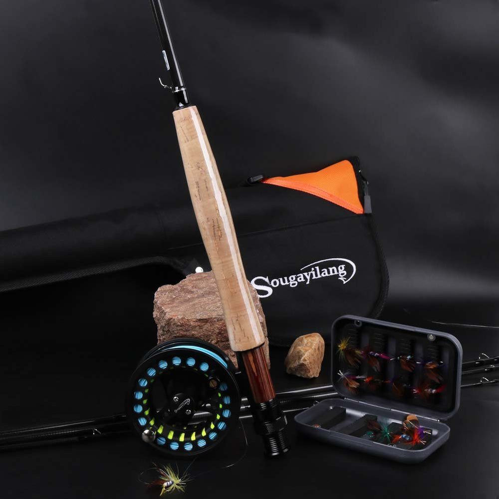 12 fly fishing flies and fly box in carrying case