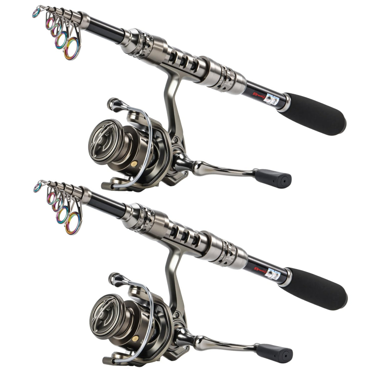 Sougayilang 5.9ft telescopic fishing rod with 12+1 BB spinning reel in a 2-pack