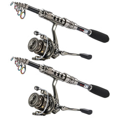 Sougayilang 5.9ft telescopic fishing rod with 12+1 BB spinning reel in a 2-pack