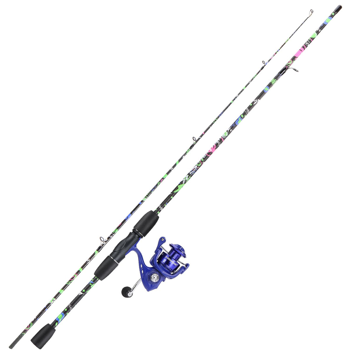 Sougayilang 6ft 2-piece rod in graphite and fiberglass for versatile casting.