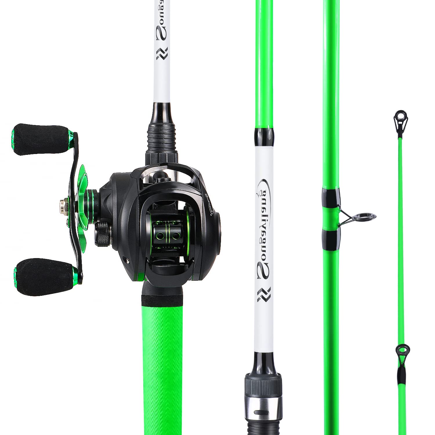 Sougayilang 6ft left-hand baitcaster fishing rod and reel in green