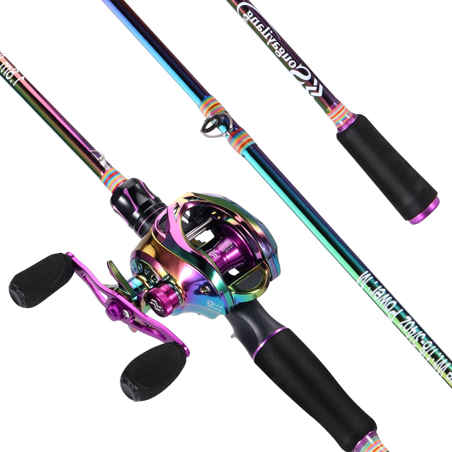 Sougayilang 7' 2-piece fishing rod with left-handed baitcasting reel
