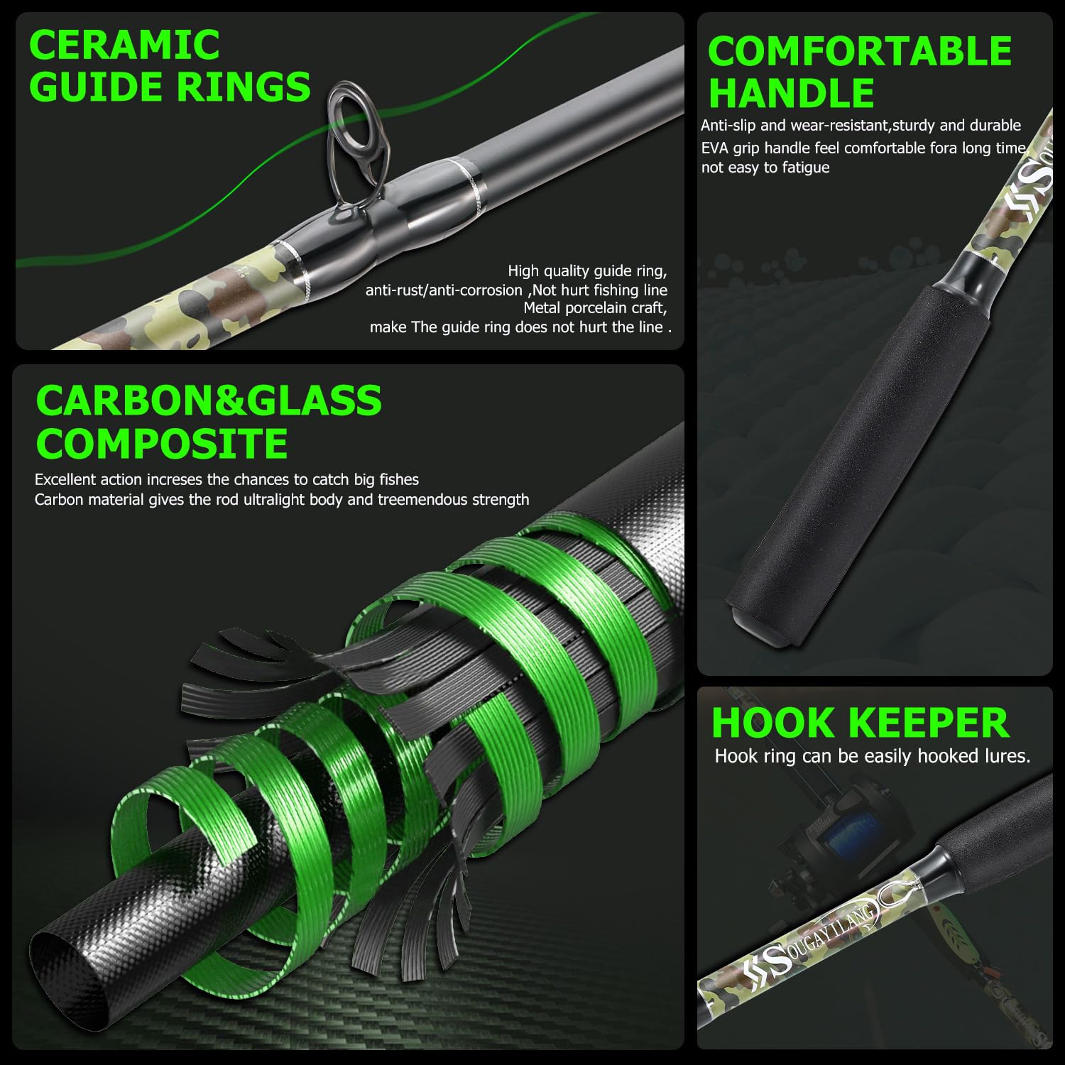 Rod in saltwater trolling setup for catfish and salmon