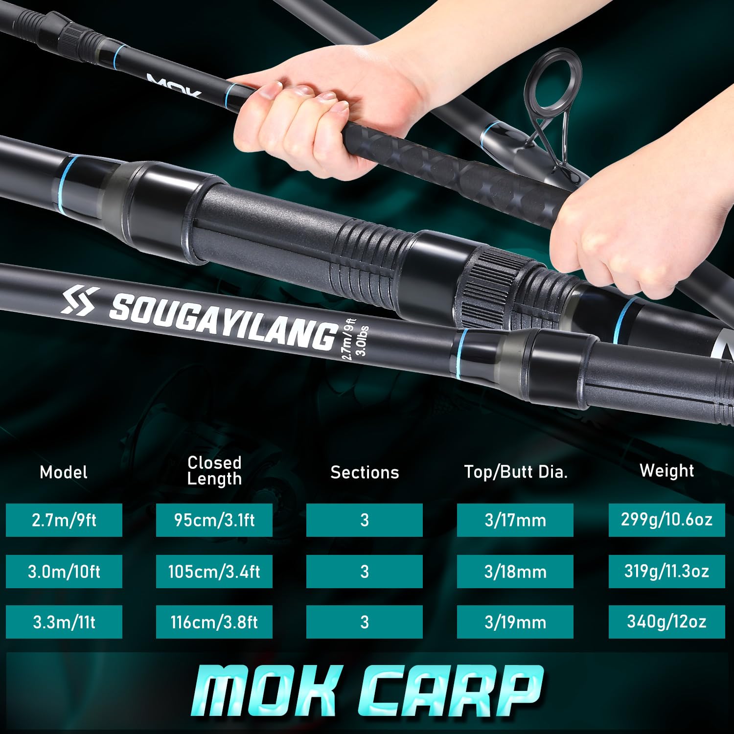 Sougayilang 9ft medium/heavy power rod ready for larger fish.