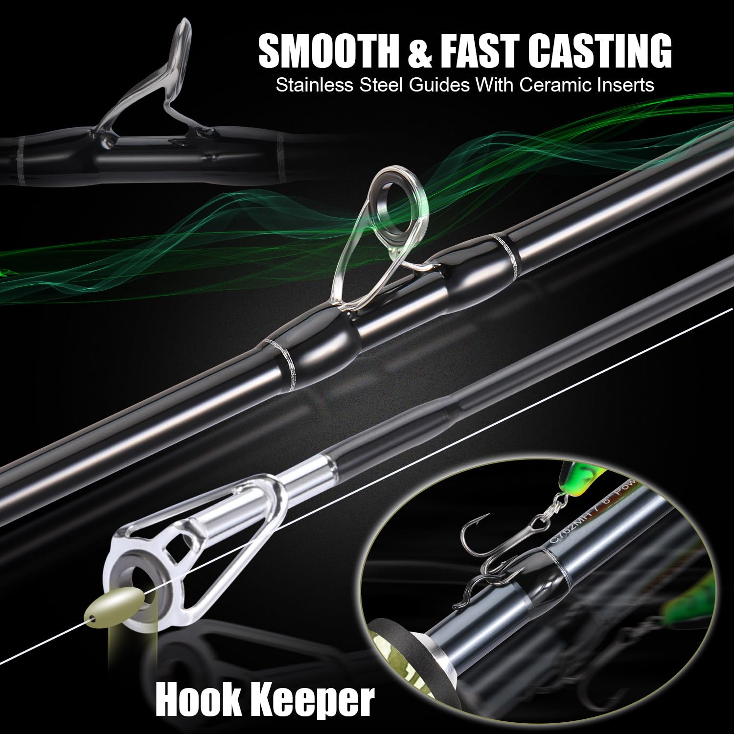 Sougayilang baitcaster rod with SuperPolymer handle offering reliable grip in wet conditions.