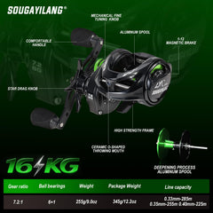 Close-up of drag system and clutch on Sougayilang Baitcasting Reel 300 Green Right-Handed