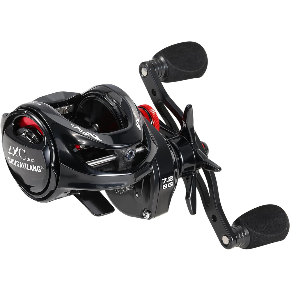 Sougayilang Baitcasting Reel 300 Red Left-Handed – front view