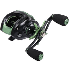 Baitcasting reel side profile with handle – black