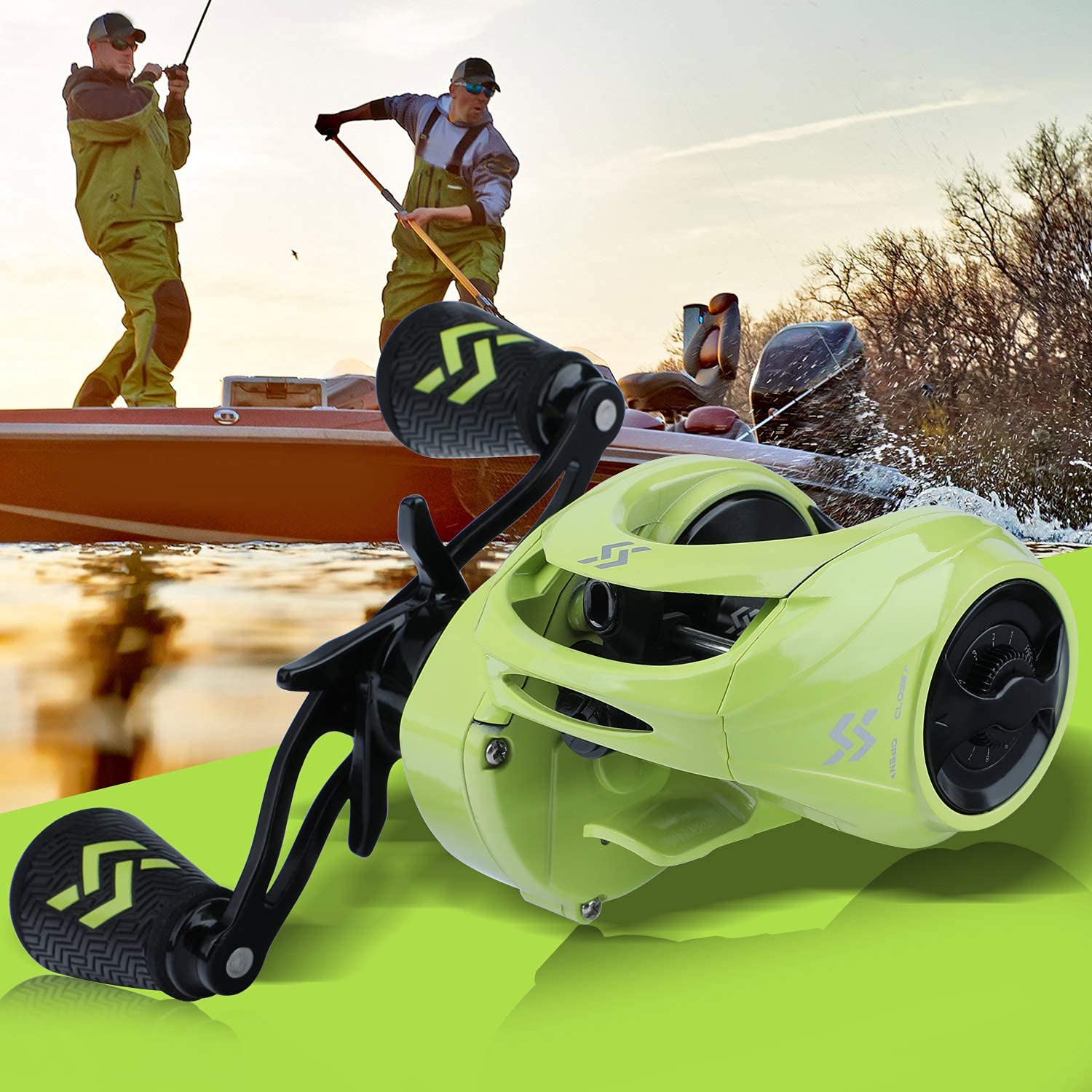 Sougayilang baitcasting reel ergonomic handle and weather-resistant build.