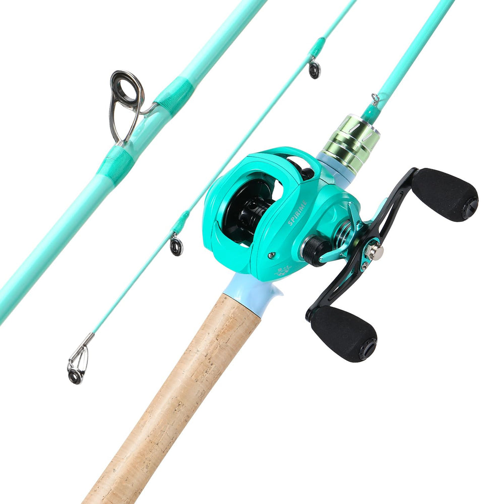 Close-up of metal baitcasting reel with brass gears