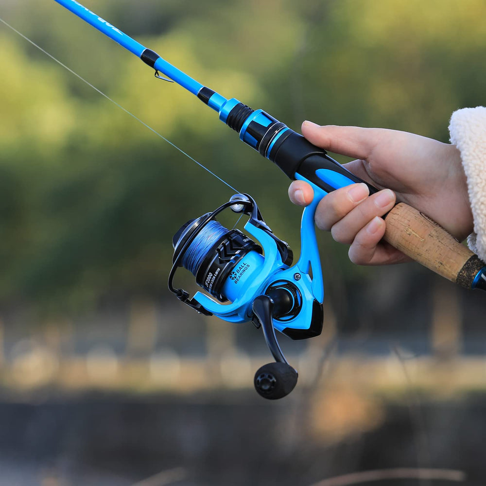 Sougayilang blue fishing pole in pack demonstrates compact storage and portability