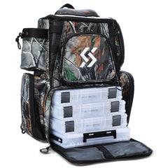 Sougayilang camouflage backpack front view for organized all-day fishing trips.