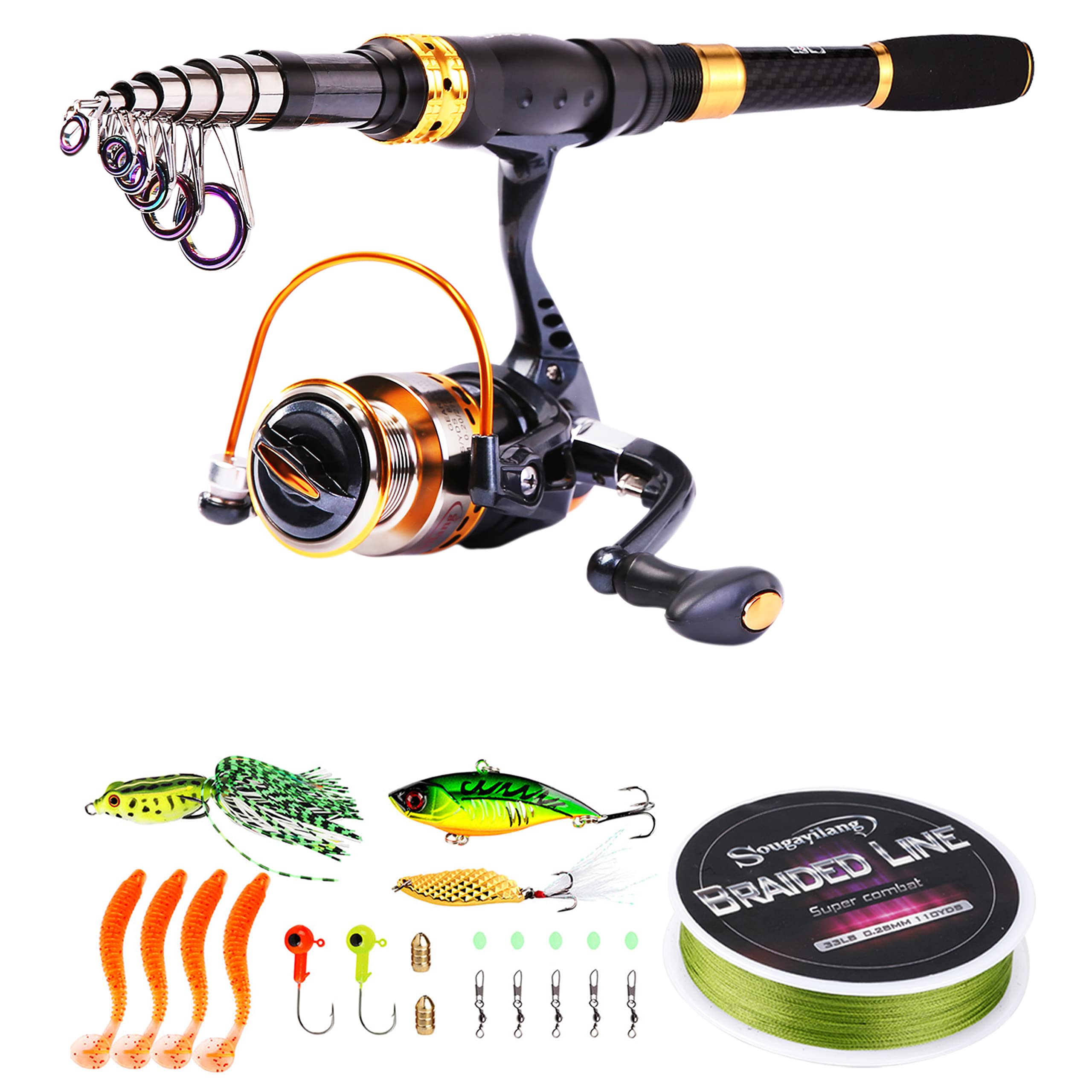 Sougayilang carbon fiber telescopic rod for easy travel and quick setup.