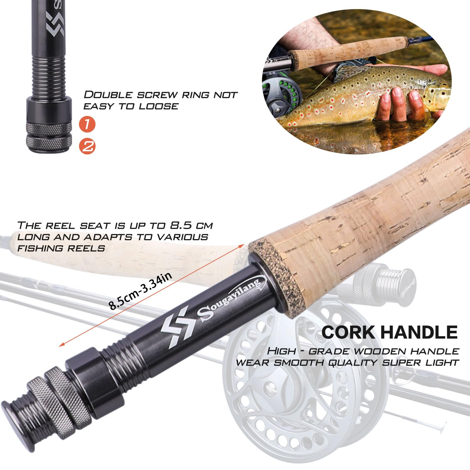 CNC aluminum fly reel for Sougayilang 7-8 weight setup