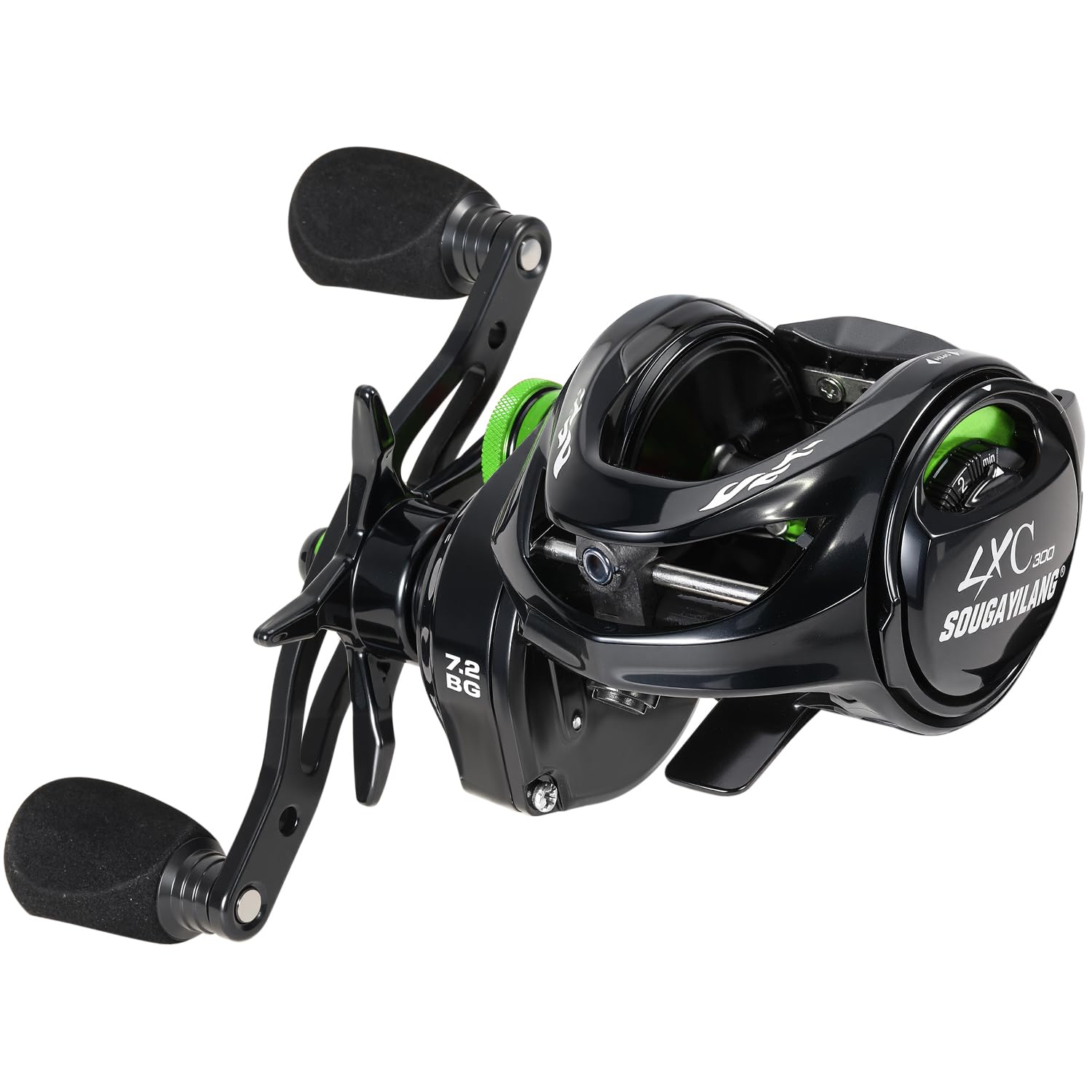 Sougayilang cool low-profile baitcaster reel 300-size with sleek finish for comfortable long casts.