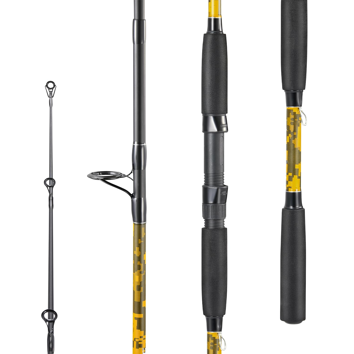 Sougayilang DHF 7ft6in Spinning Casting Rod Yellow 2-Piece Carbon and Glass