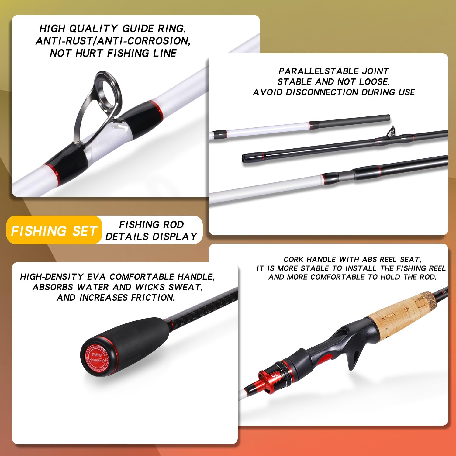 Sougayilang EVA cork handles provide comfortable grip for long casts.