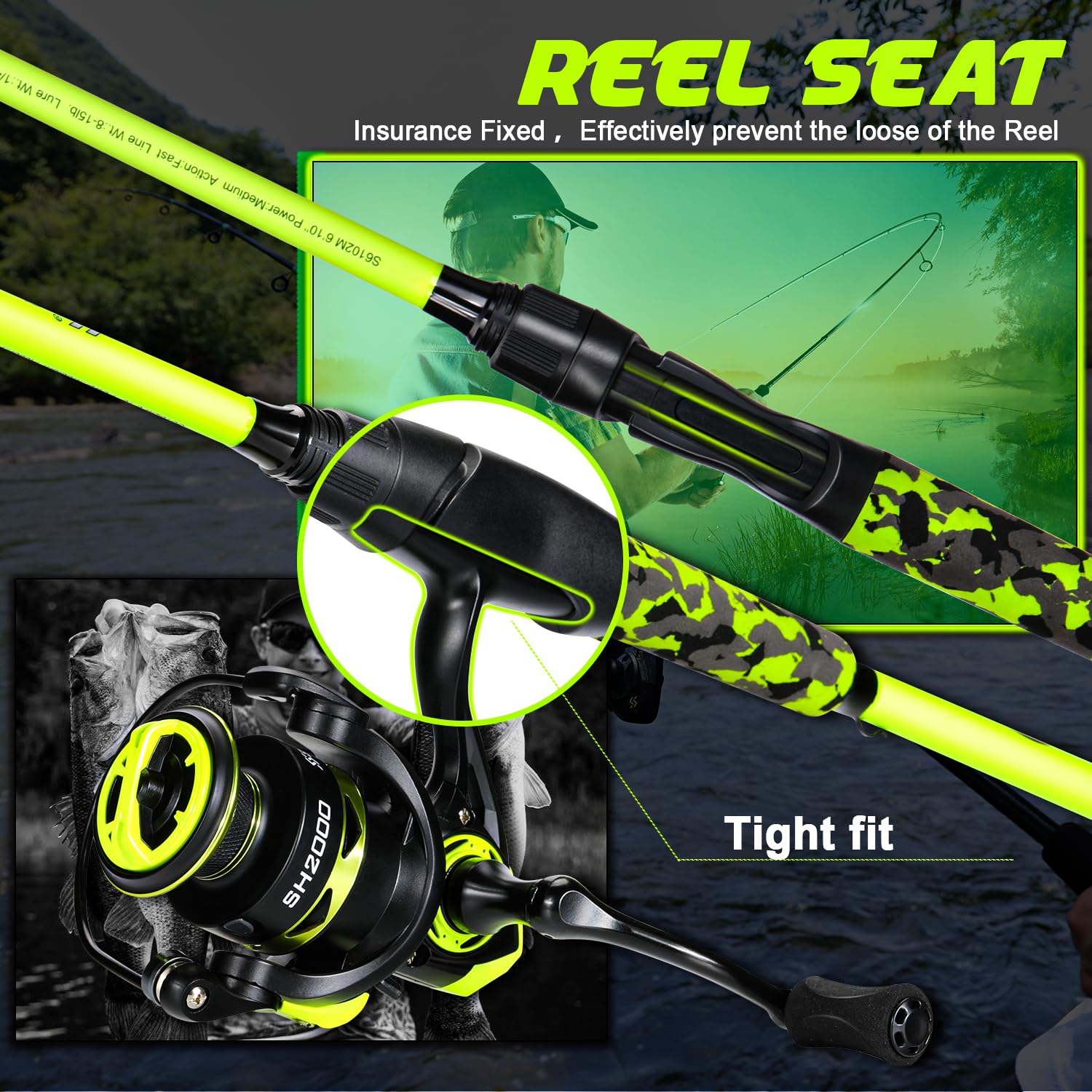 Sougayilang eva handle detail delivers comfortable grip in wet conditions.