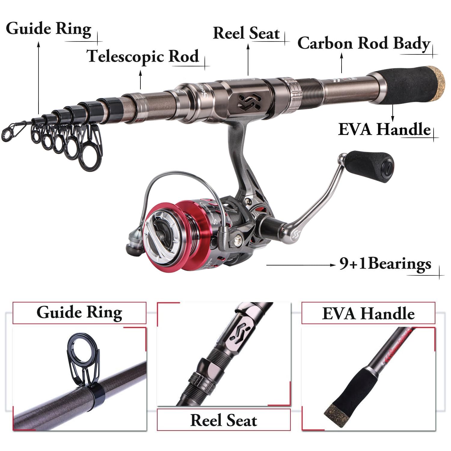 Sougayilang EVA handle with slip-resistant grip for confident casting