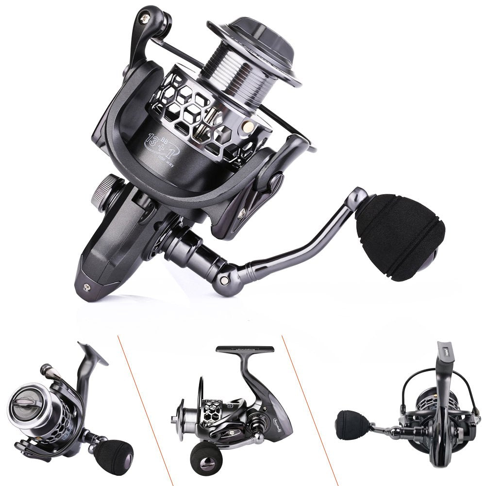 All-angle shot of assembled Sougayilang fishing reel