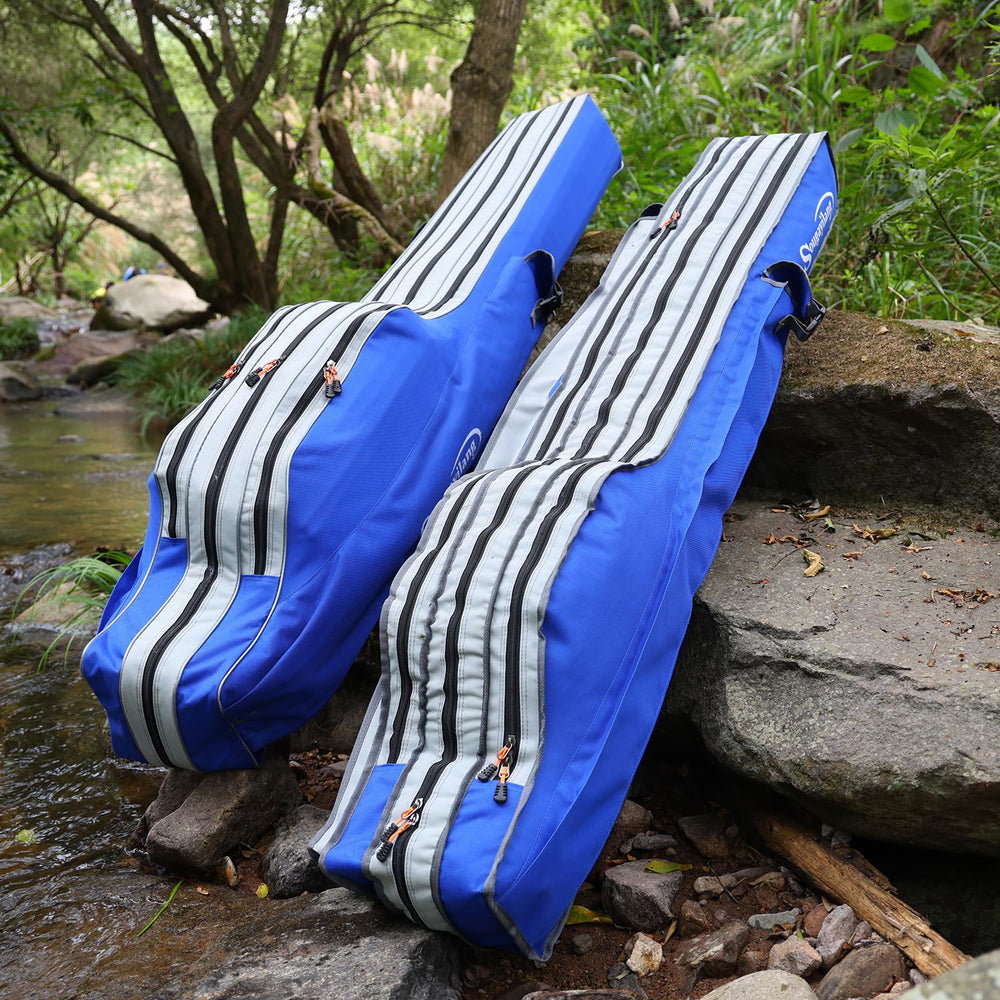 Side view showing exterior pocket and closure