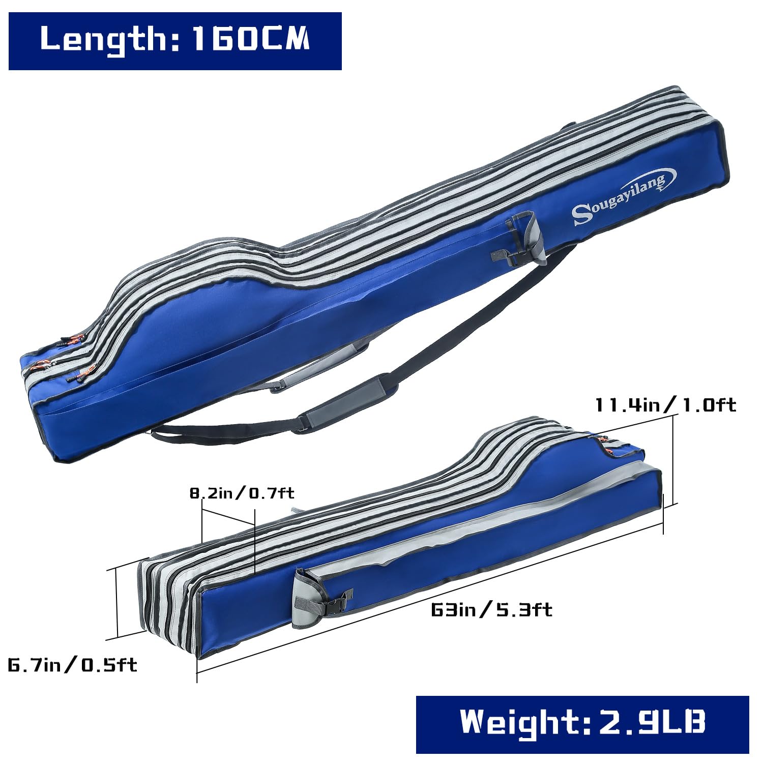 Sougayilang fishing rod bag folded compactly for easy travel and storage.