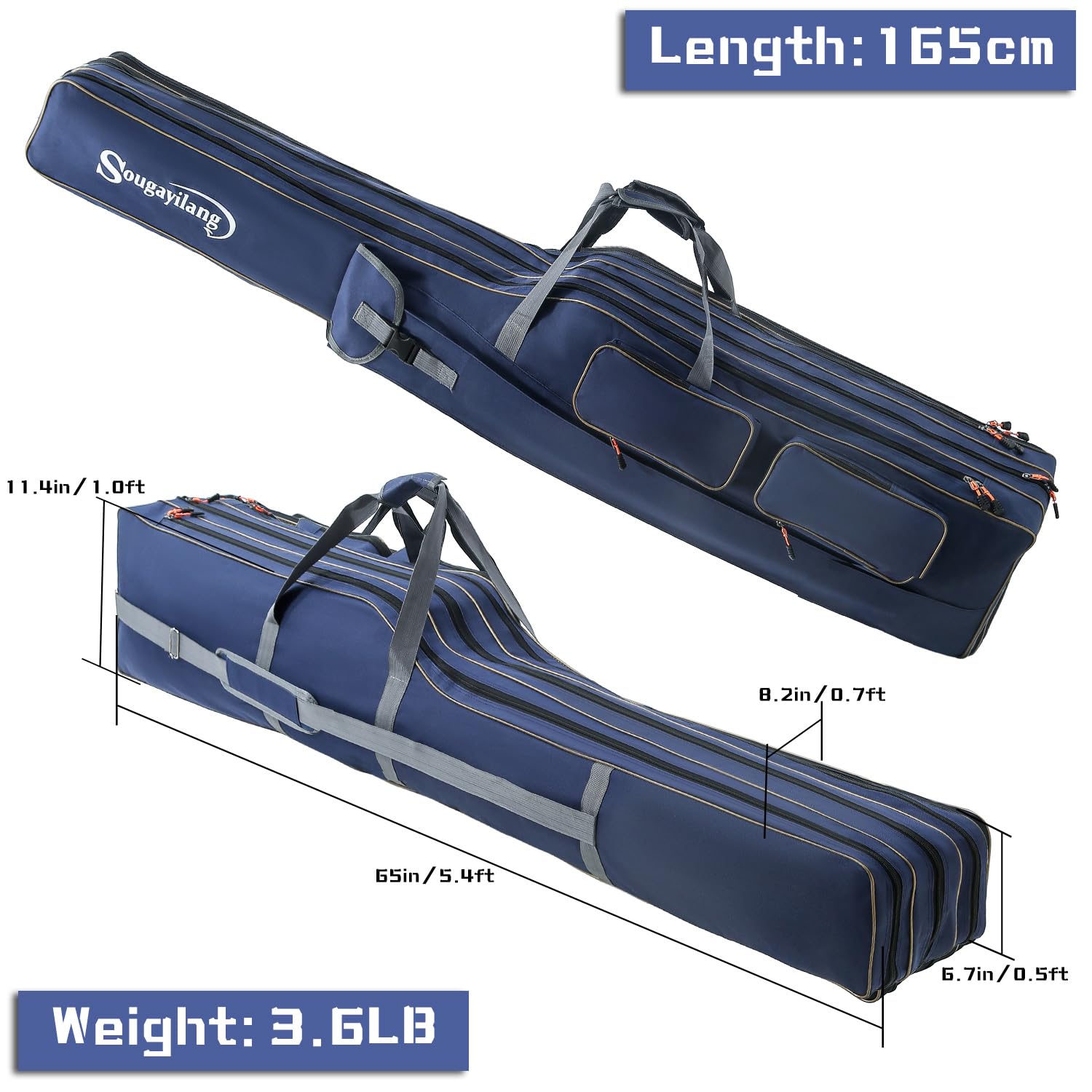 Interior layout with rod straps and dividers
