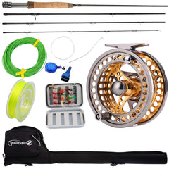 Sougayilang fly fishing rod and CNC aluminum reel combo in case