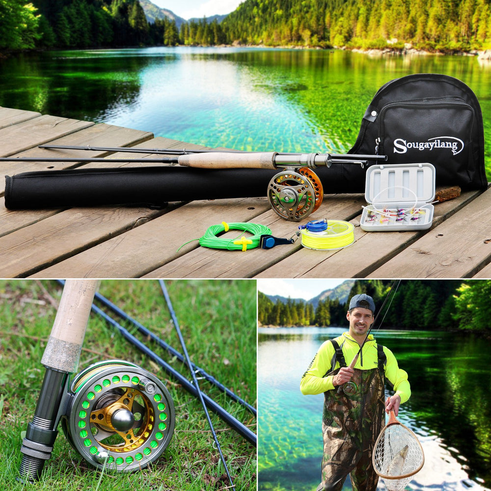 Carrying case showing full gear including flies and leader