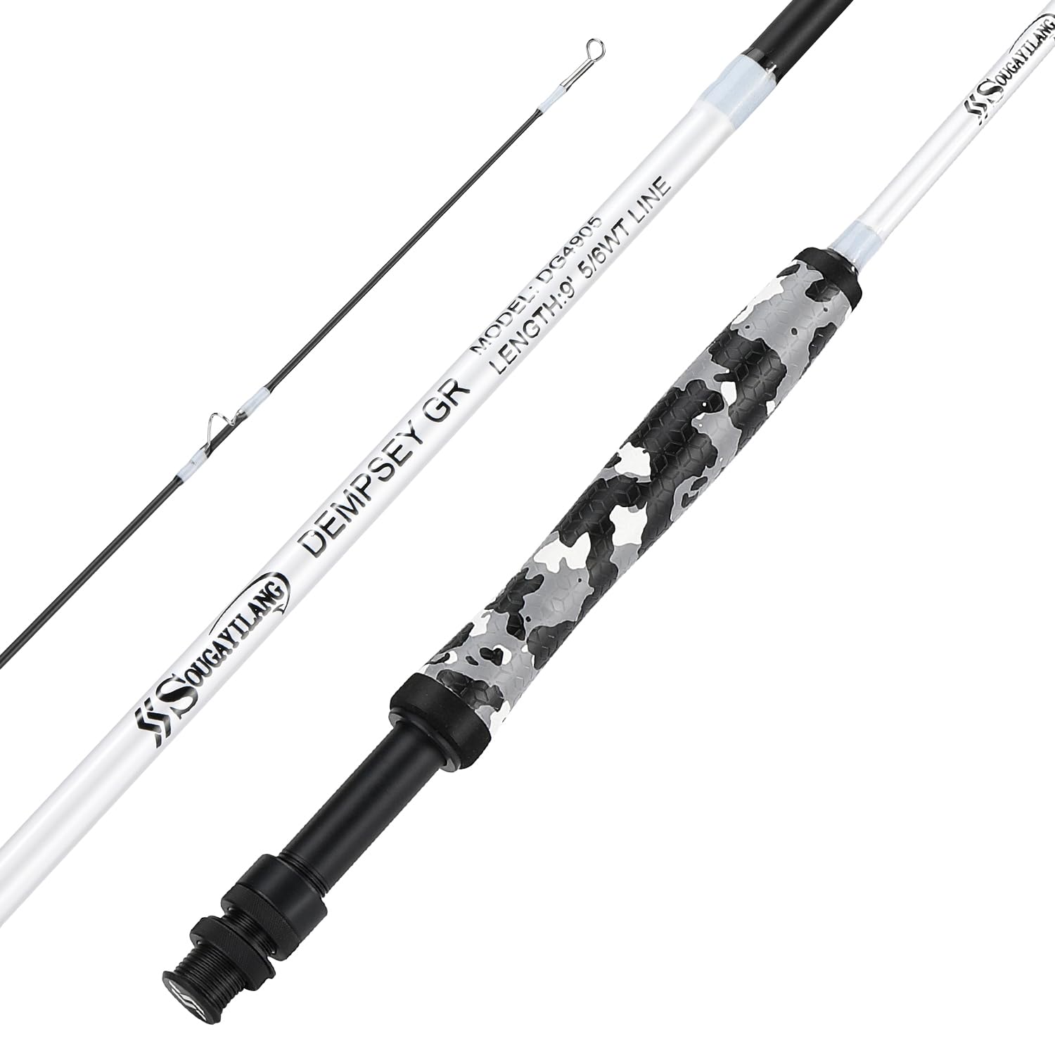 Aluminum reel seat with SiC guides on the fly rod