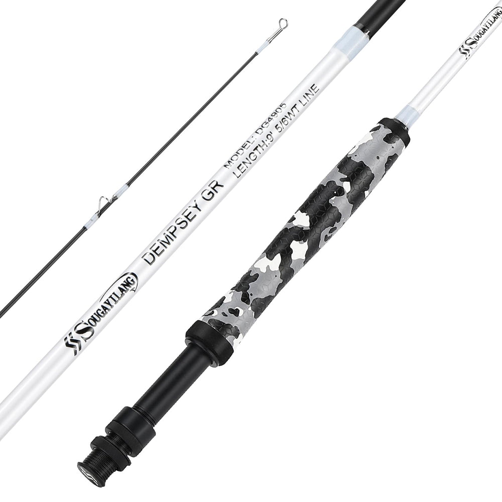 Aluminum reel seat with SiC guides on the fly rod