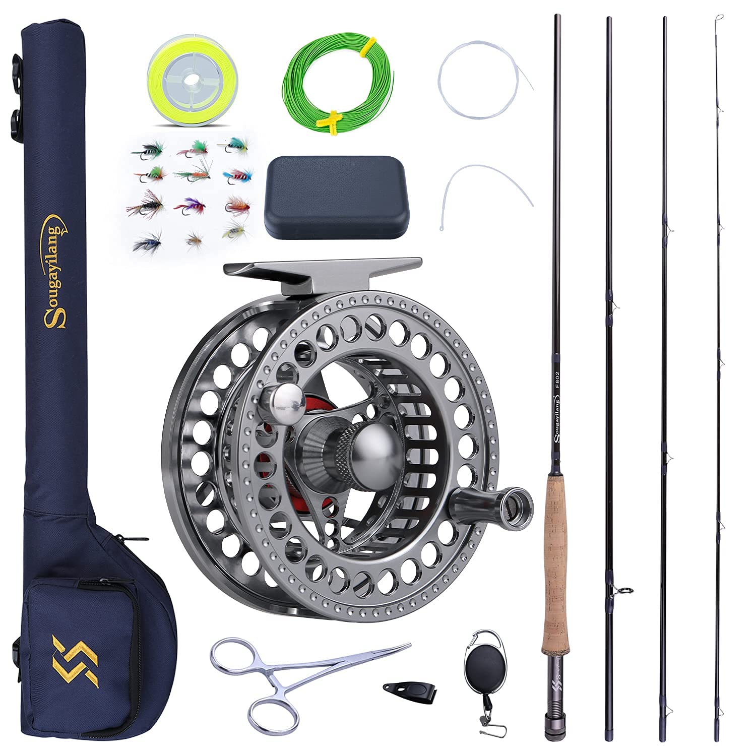 Sougayilang fly-rod-reel closeup showing durable CNC-machined components for smooth casting