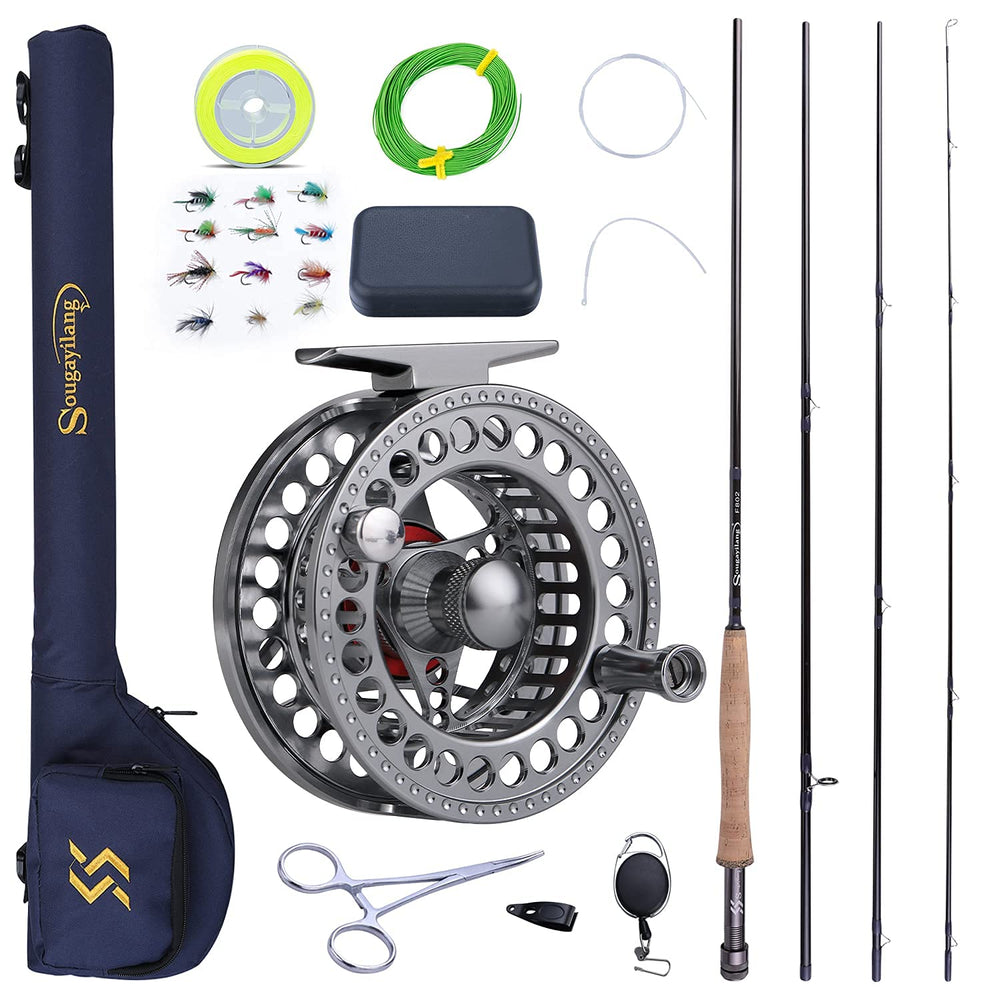 Sougayilang fly-rod-reel closeup showing durable CNC-machined components for smooth casting