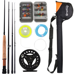 Sougayilang fly fishing rod and reel combo in black with carrying bag